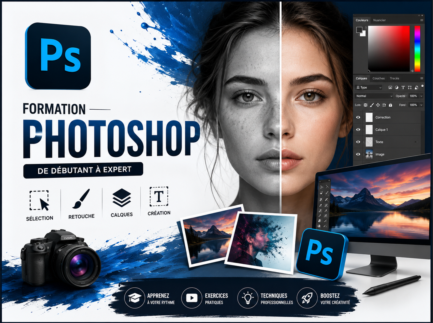 🎨 Formation Complète en Adobe Photoshop : De Débutant à Expert